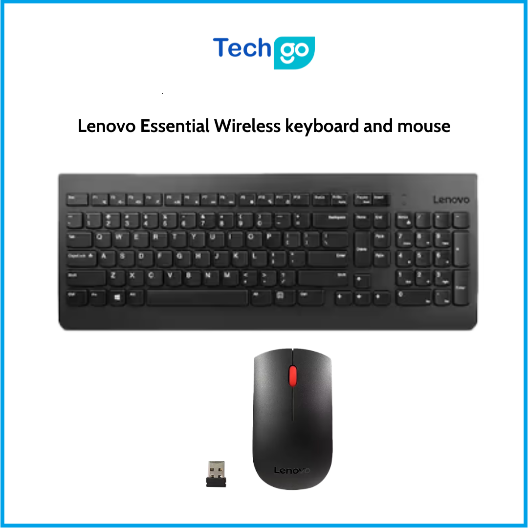 Combo bộ bàn phím chuột không dây Lenovo Essential Wireless keyboard and  mouse, màu đen - TECHGO 