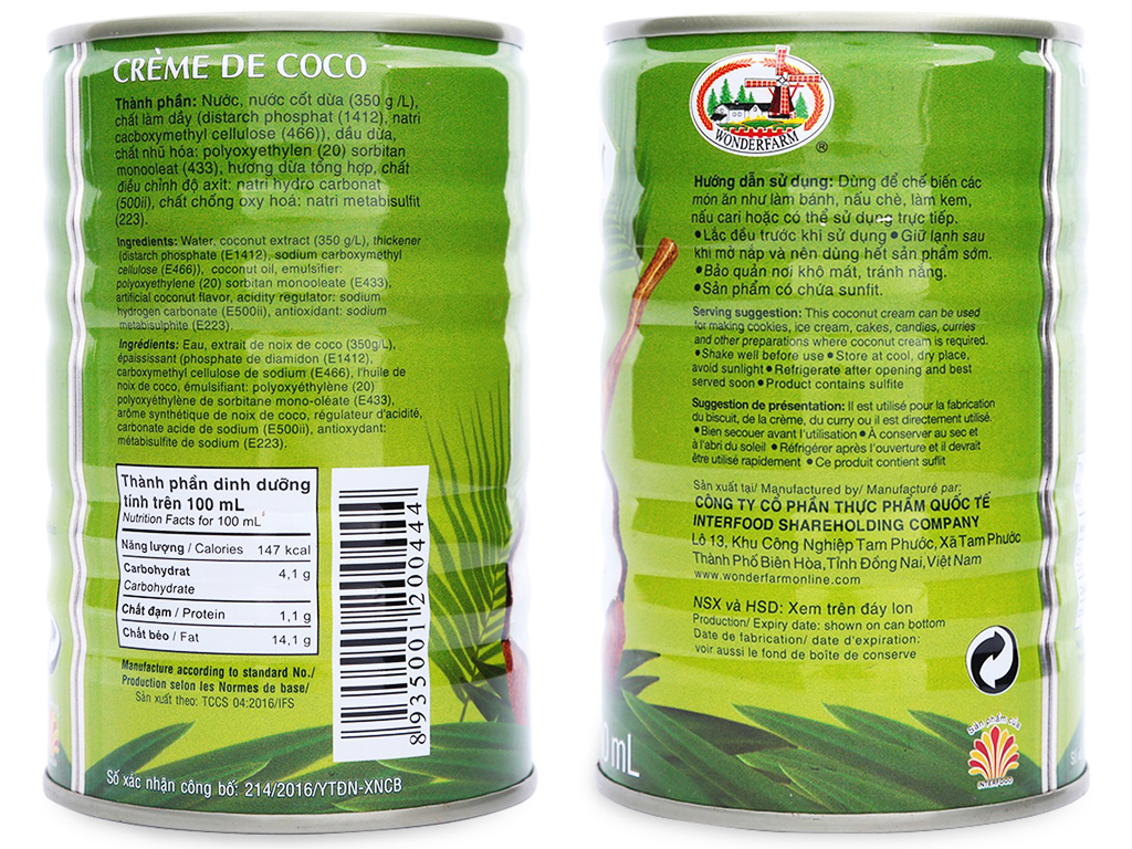 Nước cốt dừa Wonderfarm 400ml