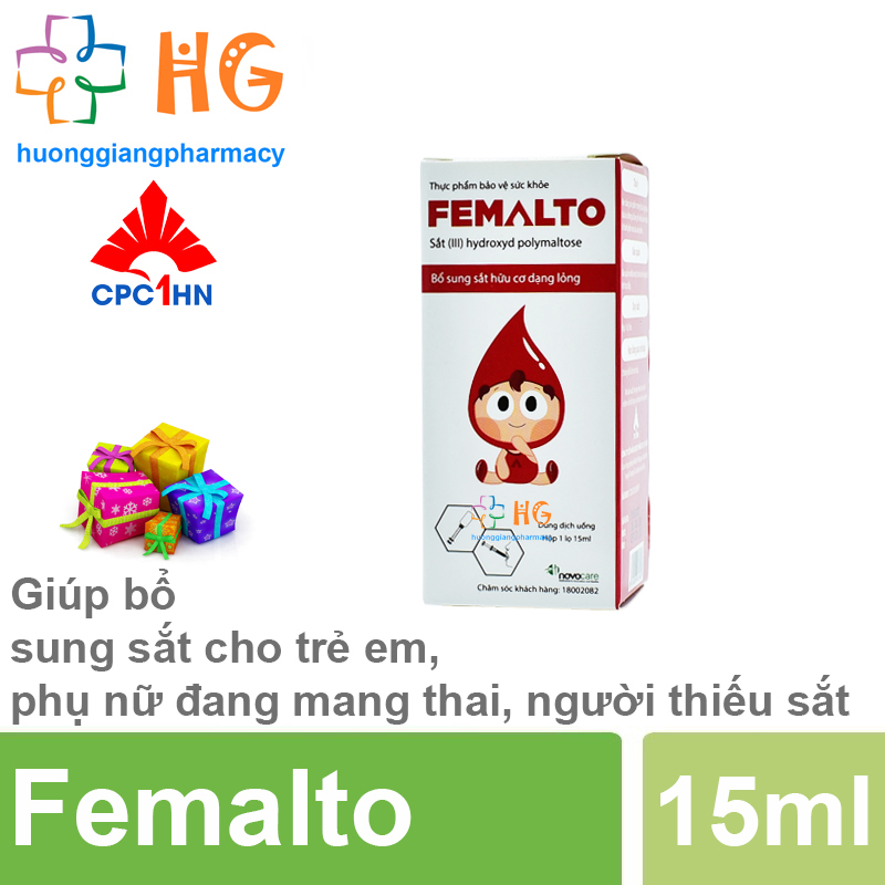 Sắt nước Femalto - Giúp bổ sung sắt cho trẻ em, phụ nữ đang mang thai, người thiếu sắt (Lọ 15ml)