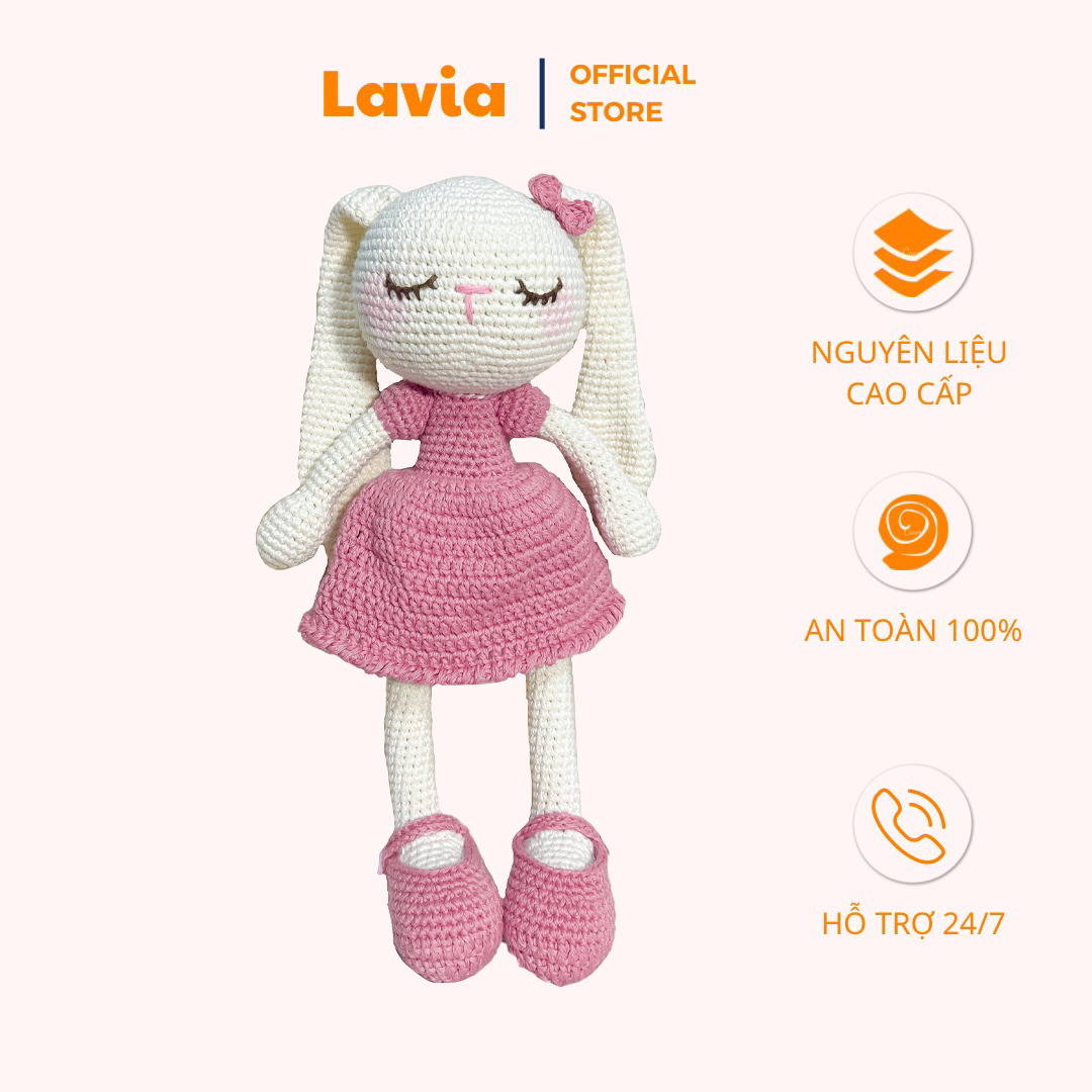Thú nhồi bông handmade cao cấp, quà tặng gấu bông Lavia Thỏ Camellia 33 cm