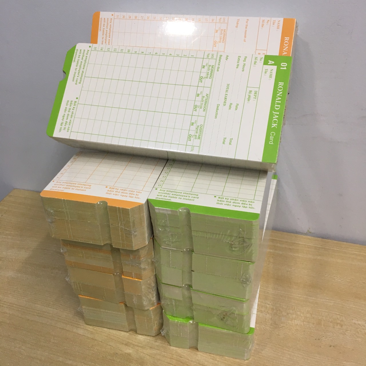 Timecards Made of Thick Paper for Paper Card Timekeeping Machines (5 Stacks)