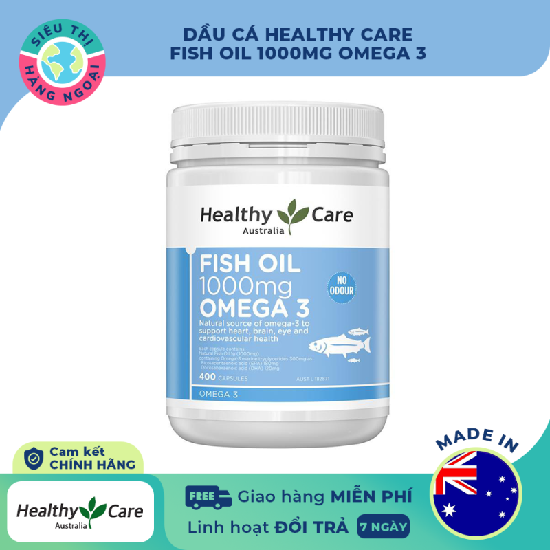 [HCM]Dầu cá Healthy Care Fish Oil 1000mg Omega 3 Date04/2024 [Tốt cho não mắt tim mạch hệ thần kinh] Hộp 400 viên  Hàng Úc (được bán bởi Siêu Thị Hàng Ngoại) nhập khẩu