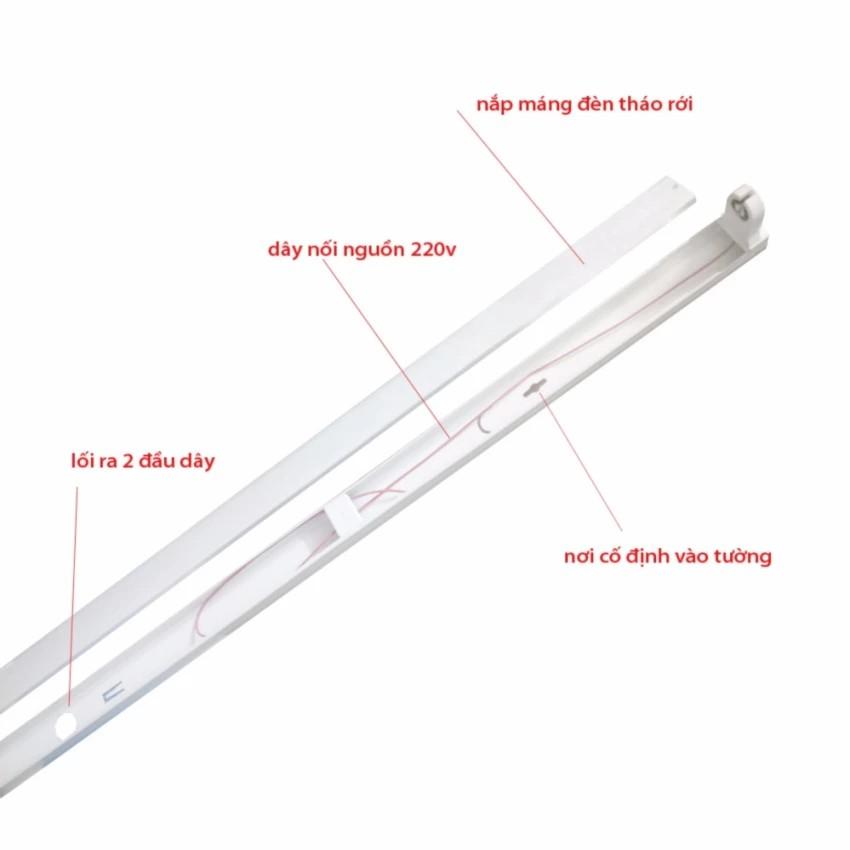 Combo 4 bóng đèn led tuýp T8 thủy tinh1,2m 20w + 4 máng đèn