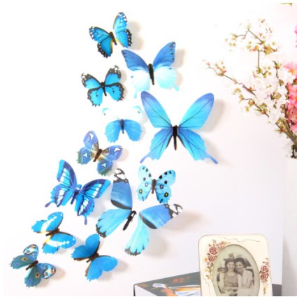 BỘ 12 CON BƯỚM 3D DÁN TƯỜNG TRANG TRÍ LIZFLOWER