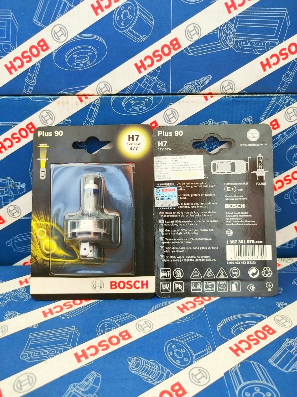 Bóng Đèn Tăng Sáng Bosch H7 12V 55W Plus +90% (Vỉ 1 Bóng)