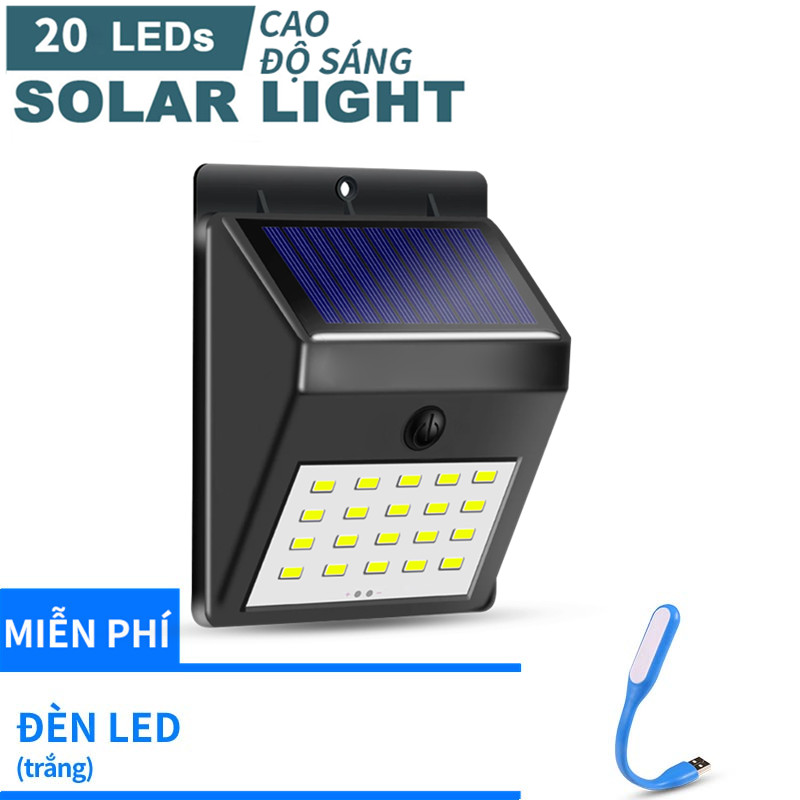 (Miễn phí Đèn led USB mini) Đèn năng lượng mặt trời Solar 20 LED siêu sáng