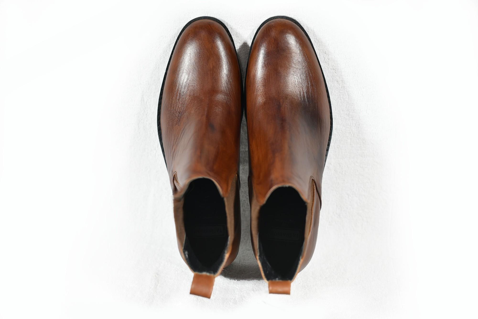 [TATHANIUM Footwear] Giày Chelsea boot màu bò cháy đánh sáp