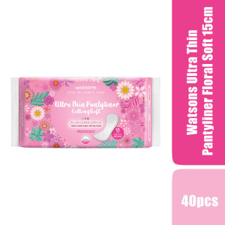 Băng Vệ Sinh Hằng Ngày Watsons Ultra Thin Pantyliner Floral Cottony Soft Hương Hoa 15cm 40 Miếng thumbnail