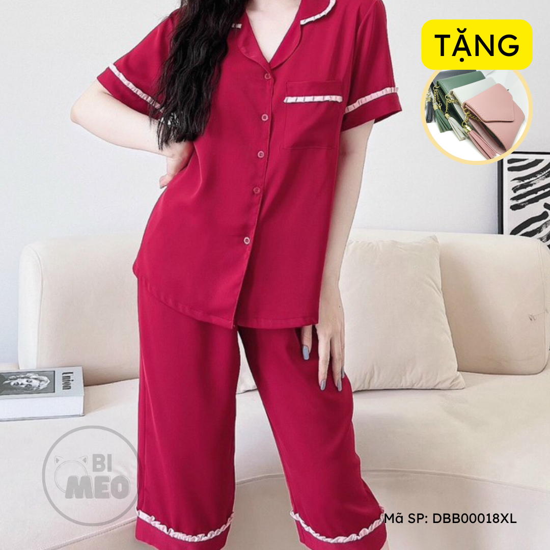 Đồ bộ Pijama lửng - Lụa Mango phong cách tối giản - DBB00018XL