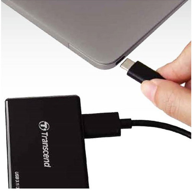 Đầu đọc thẻ nhớ ALL-IN-ONE Transcend RDC8 TypeC Gen 1 hỗ trợ khe microSD/SD/CF (Đen) phụ kiện 1986