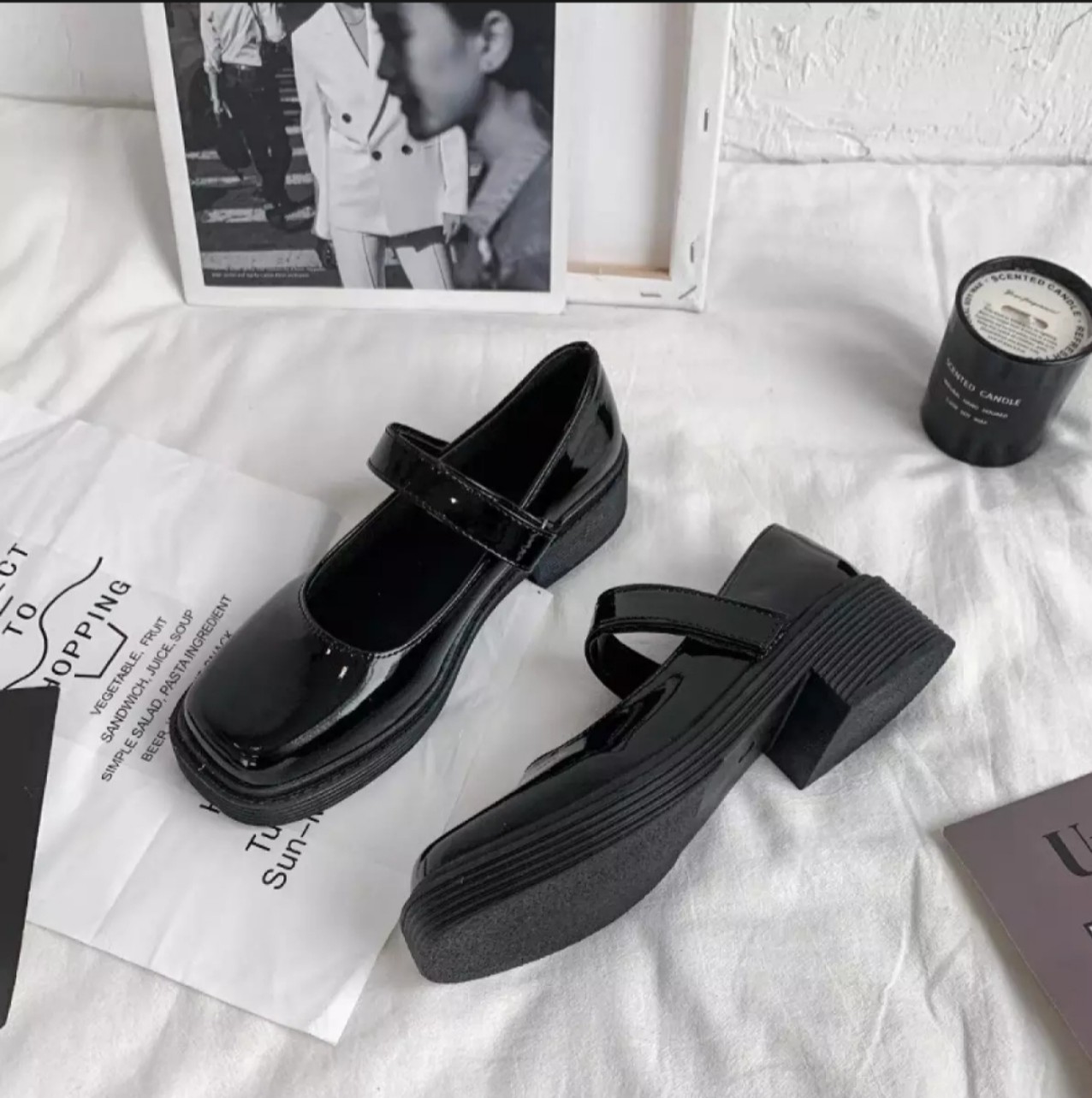 Giày Nữ Mary Janes da bóng phong cách hàn quốc