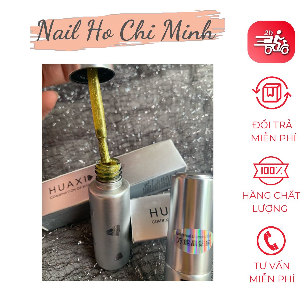 [HCM]Top mắt mèo kim cương Huaxi 9D chính hãng - sơn gel mắt mèo kim cương Huaxi lấp lánh sang chảnh (lẻ chai)