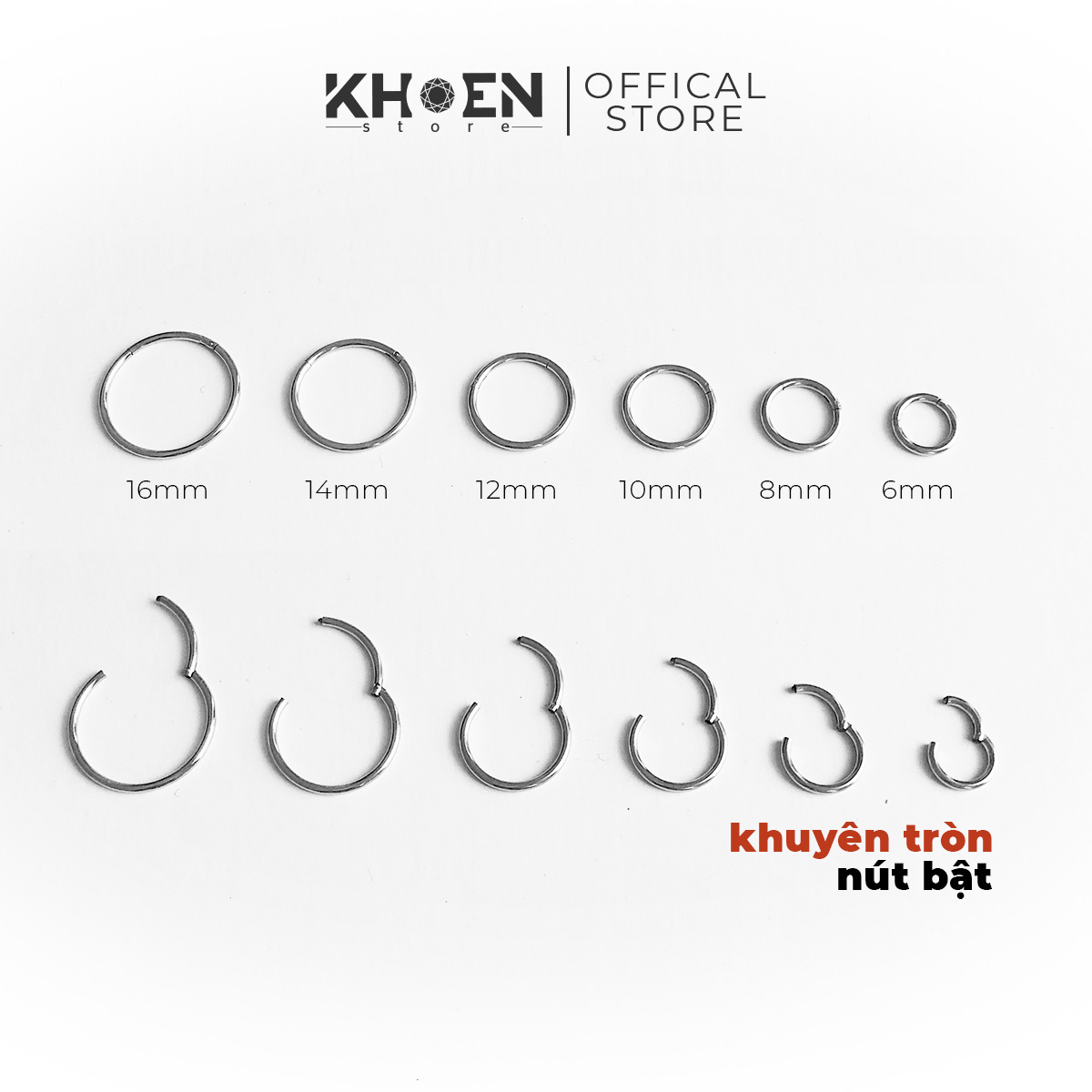 (1 Chiếc) Khuyên tai tròn nút bật dày 1.2mm (nhiều size) - Thép không gỉ không gây dị ứng - Bông tai nam  - Khoen store