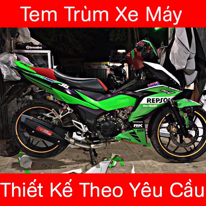 Tem trùm Winner xanh lá trắng đen - Độ dán team trùm decal xe máy Winner xanh lá trắng đen - Team trùm decal xe máy Winner rẻ đẹp và chất