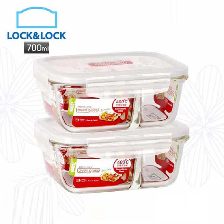 [HCM]hộp thủy tinh lock&lock 2 ngăn - hộp thủy tinh lock&lock