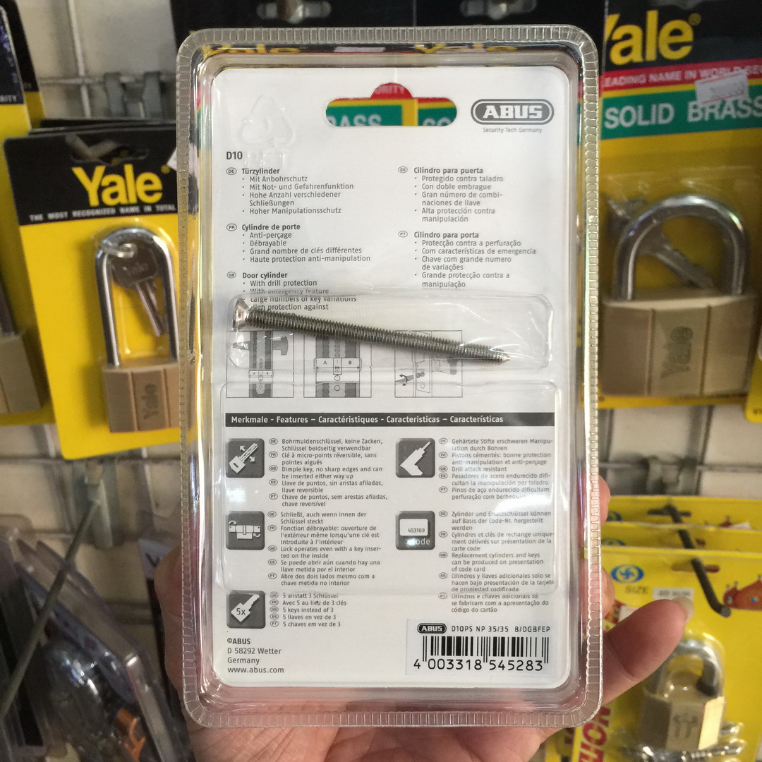[HCM] Ruột Khóa ABUS D10 Dài 70mm Tâm 35/35