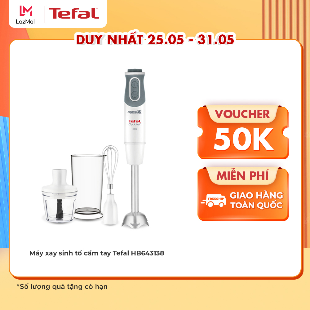 Máy xay sinh tố cầm tay Tefal HB643138 – trắng, 800W