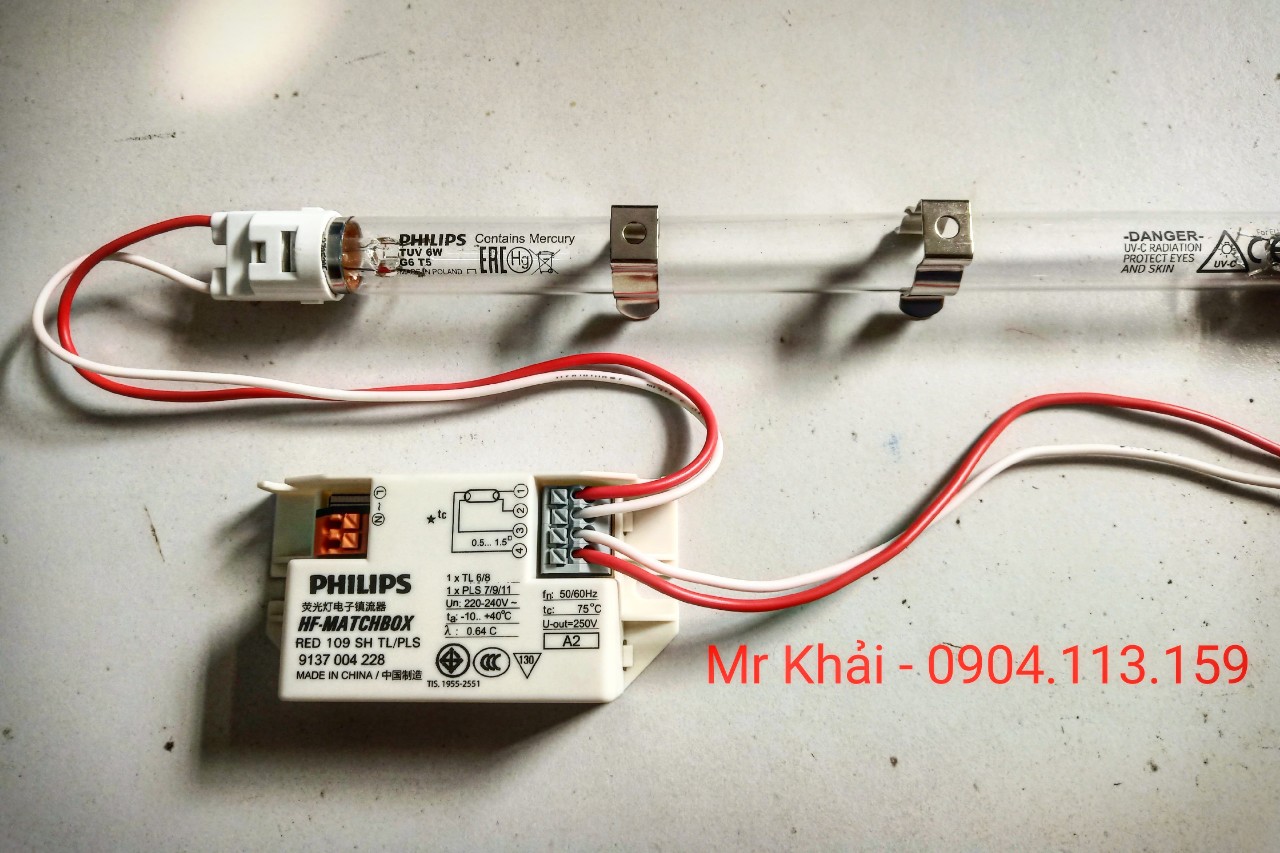 (SALE) Bộ đèn UV 6W G6T5 Philips dạng rời