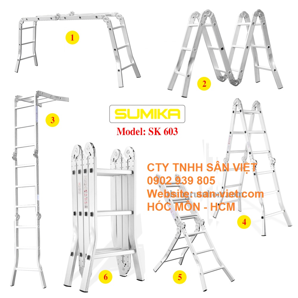 Sk603 a1.7m i3.4m thang nhôm xếp 4 đoạn sumika sk603 thang rút nhôm thang duỗi thẳng chữ i