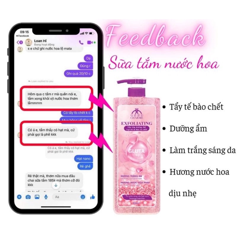 SỮA TẮM NỮ GOODCHARMEE EXFOLATING 900ML [TẶNG NƯỚC HOA 3ML]