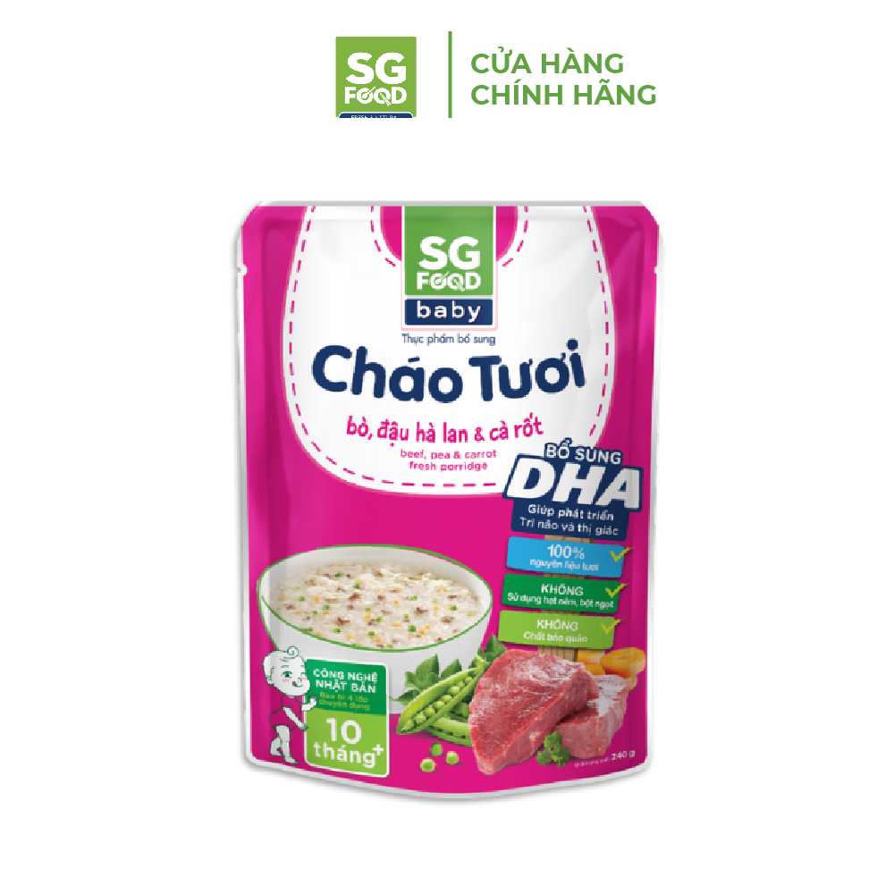 Cháo Tươi Baby Sài Gòn Food Bò & Đậu Hà Lan 240G