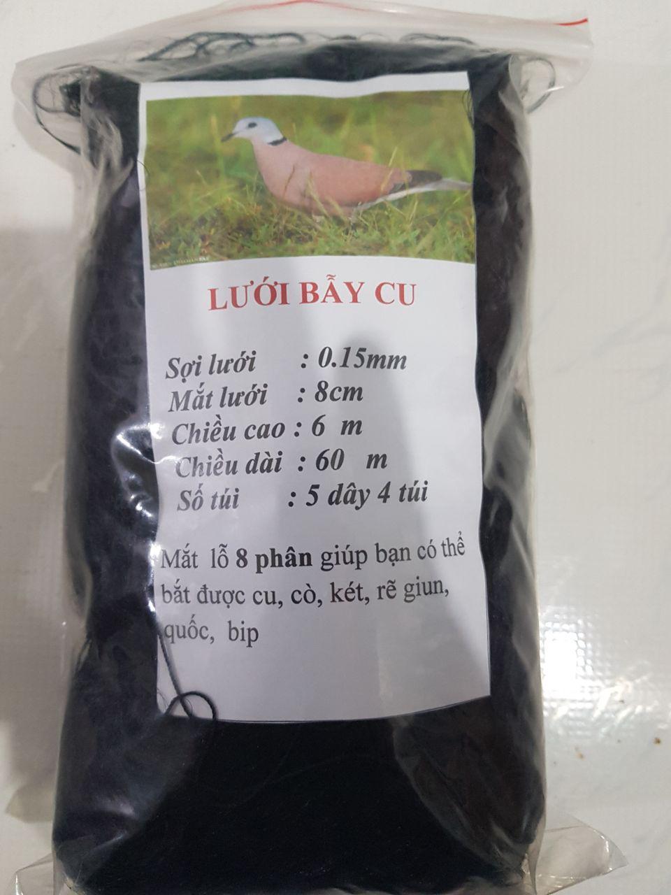 Lưới bẫy chim 60m Lưới 8 phân Bẫy cu, cò, két, rẽ giun, quốc,bip