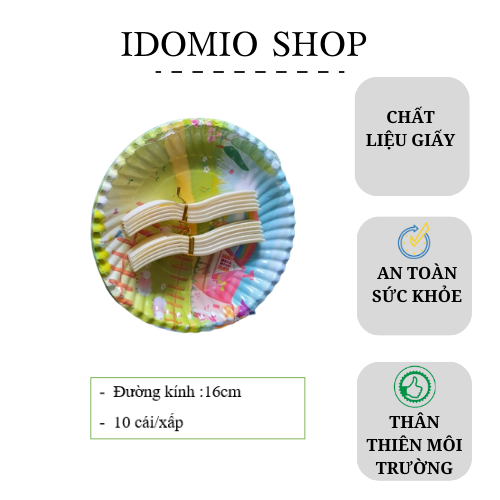 Đĩa Giấy Sinh Nhật 16cm ( có Nĩa)- 10 cái