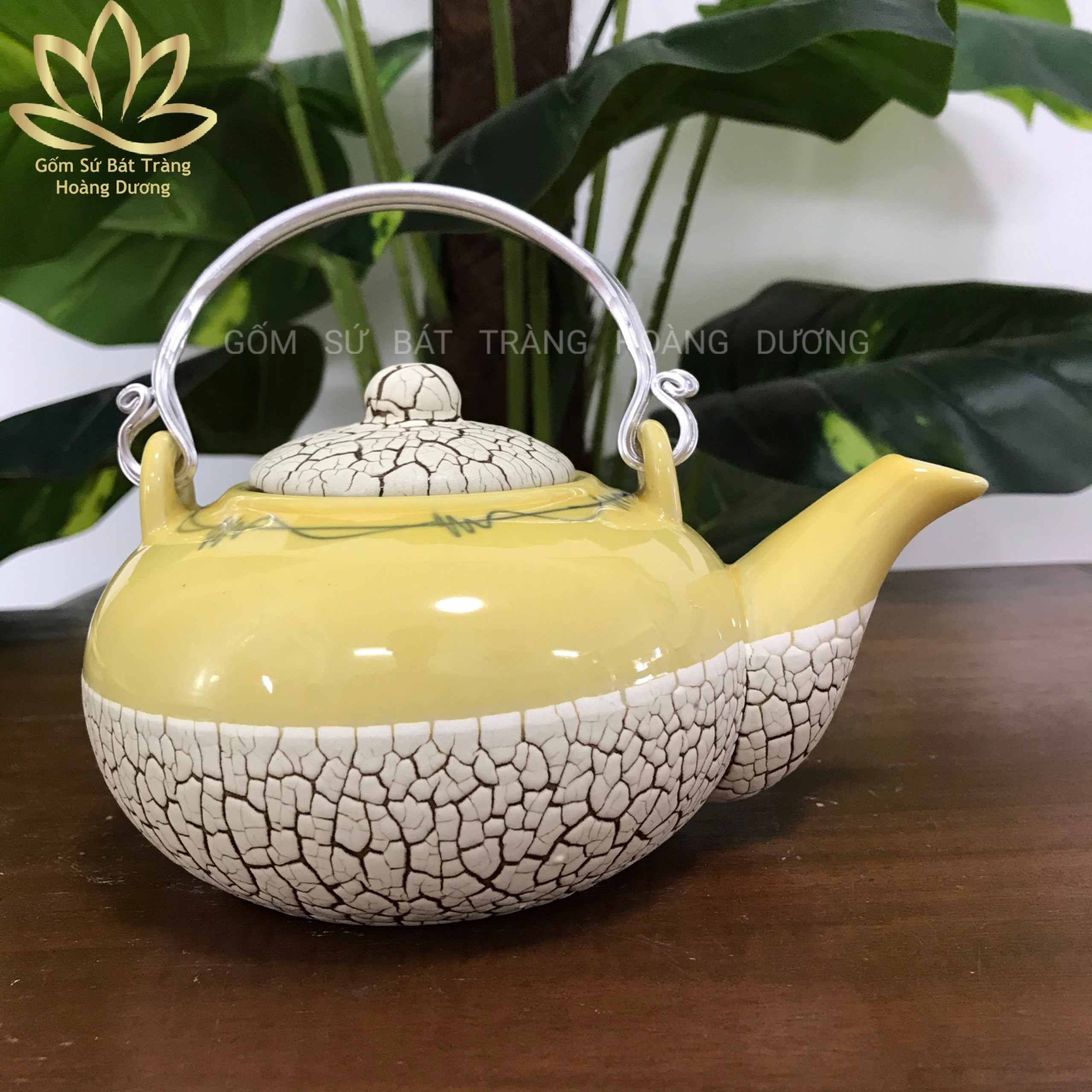 Ấm pha trà men rạn Bát Tràng dáng tròn 400ml ( 3 màu tùy chọn)