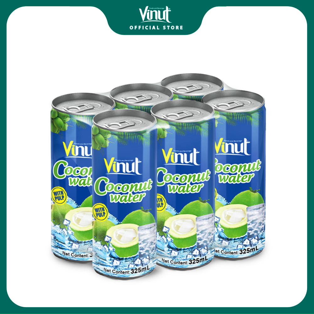 [ LỐC 6 LON ] Nước Dừa có cơm dừa Vinut 325ml