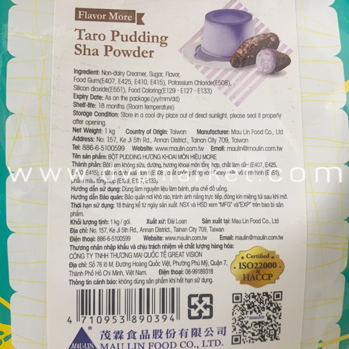 Bột pudding/flan Mole Đài Loan hương Khoai môn - bịch 1kg