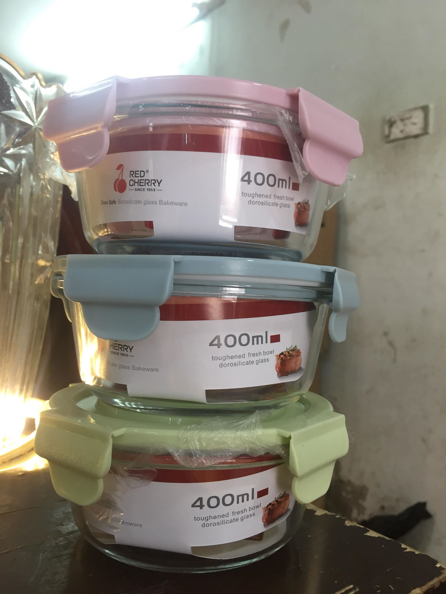 Bát thủy tinh 400ml tròn nắp nhựa hút chân không 400ml