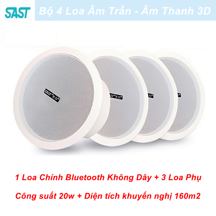 Bộ 4 loa âm trần sast cao cấp không dây bluetooth , âm thanh vòm 3d - worldmart