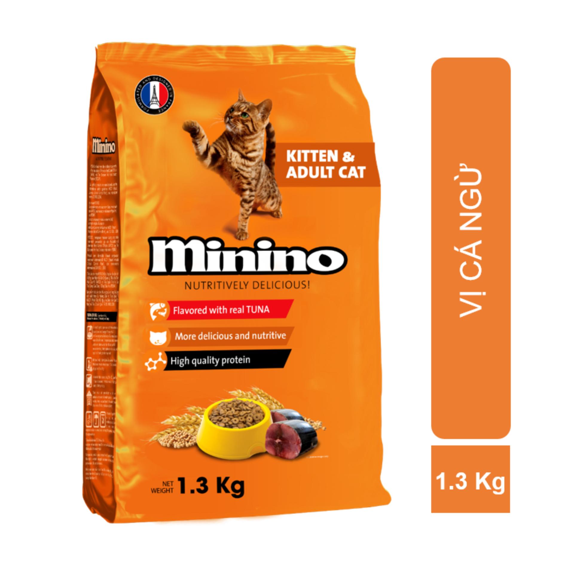 Thức Ăn Vị Cá Ngừ Dành Cho Mèo Mọi Lứa Tuổi - Thức ăn cho mèo Minino 1.3Kg hạt cho mèo Minino