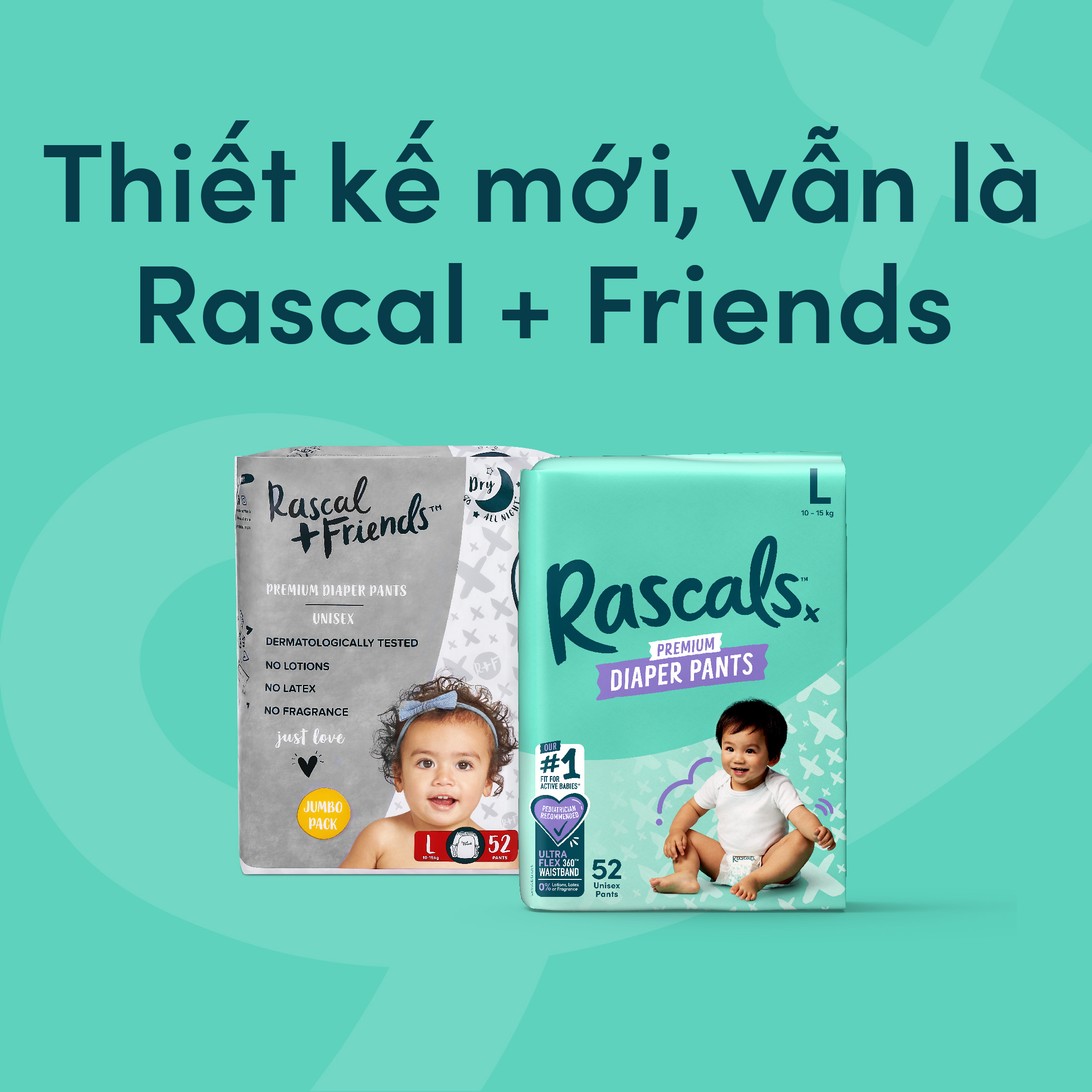 Tã/Bỉm Quần Rascals Size M (6-11kg) 58 miếng