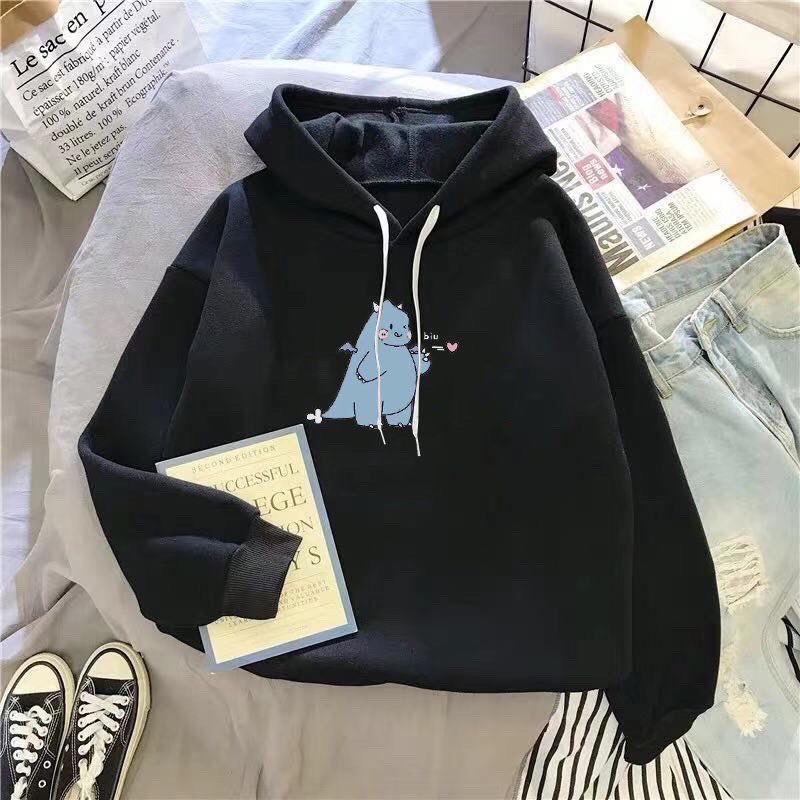 Áo hoodie nam nữ unisex vải nỉ bông cao cấp khủng long biu trái tim