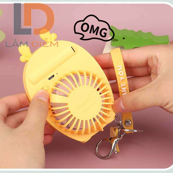 Quạt bàn pin sạc usb 2 chế độ siêu mát đôrêmon kitty