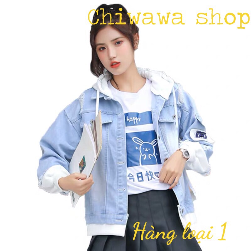 [HCM]Áo khoác jean nữ có mũ sau form rộng màu xanh nhạt đẹp nón đôi style Hàn Quốc size M-L-XL cực đẹp bao đổi trả