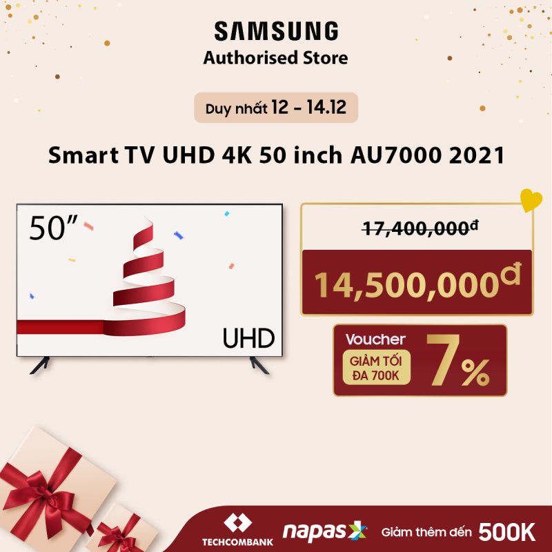Bảng giá [Trả góp 0%]  UA50AU7000 - Smart Tivi Samsung UHD 4K 50 inch AU7000 2021