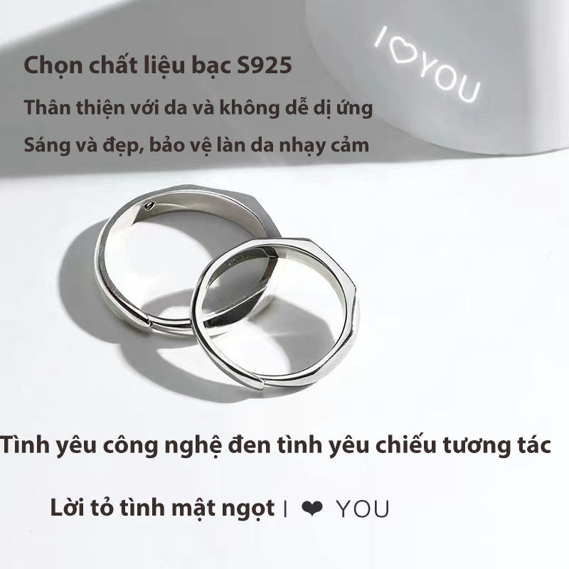 Nhẫn cắp chiếu quang học chữ I love U