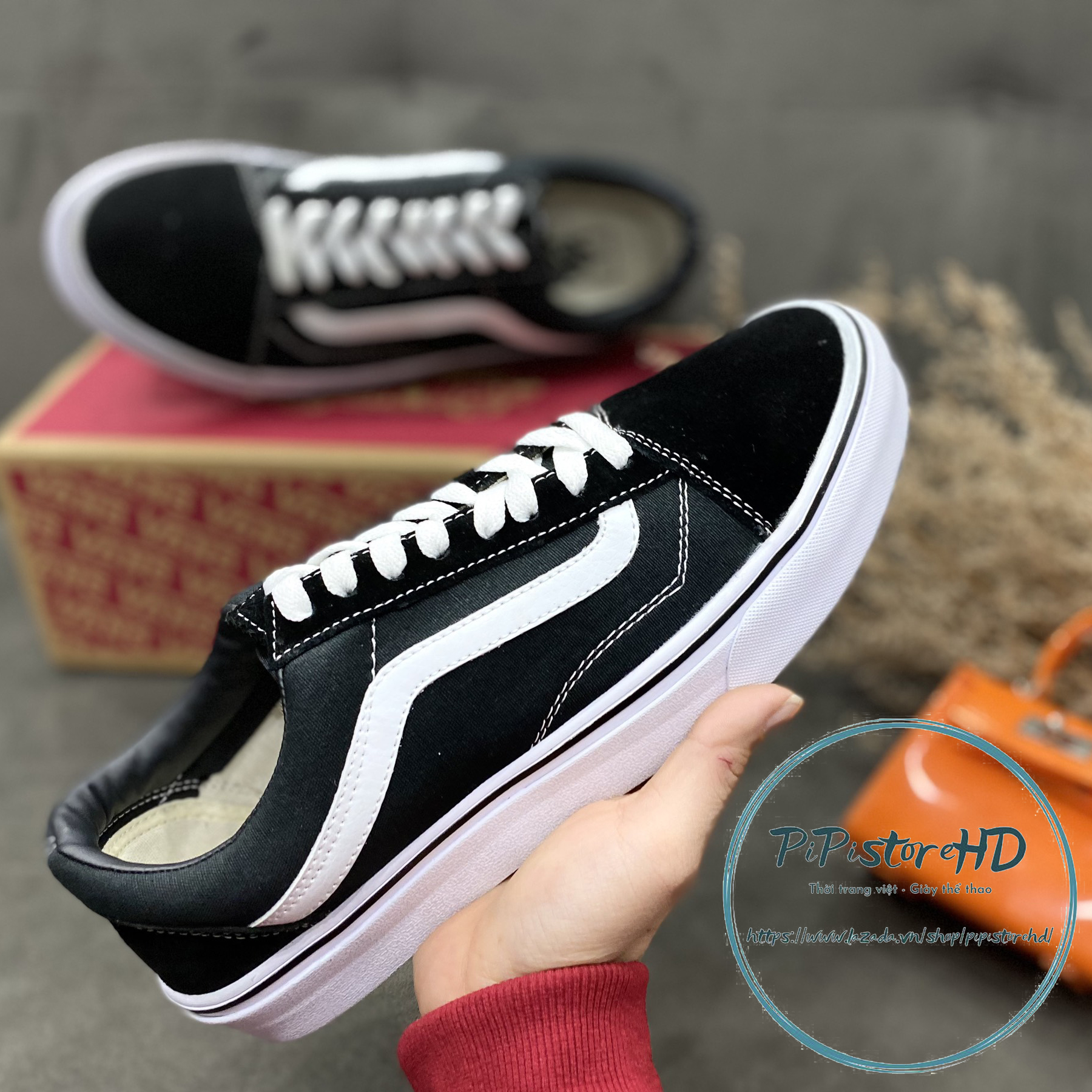 Giày Vans đen, vans old đen 11.Full box giấy gói, size 36-44