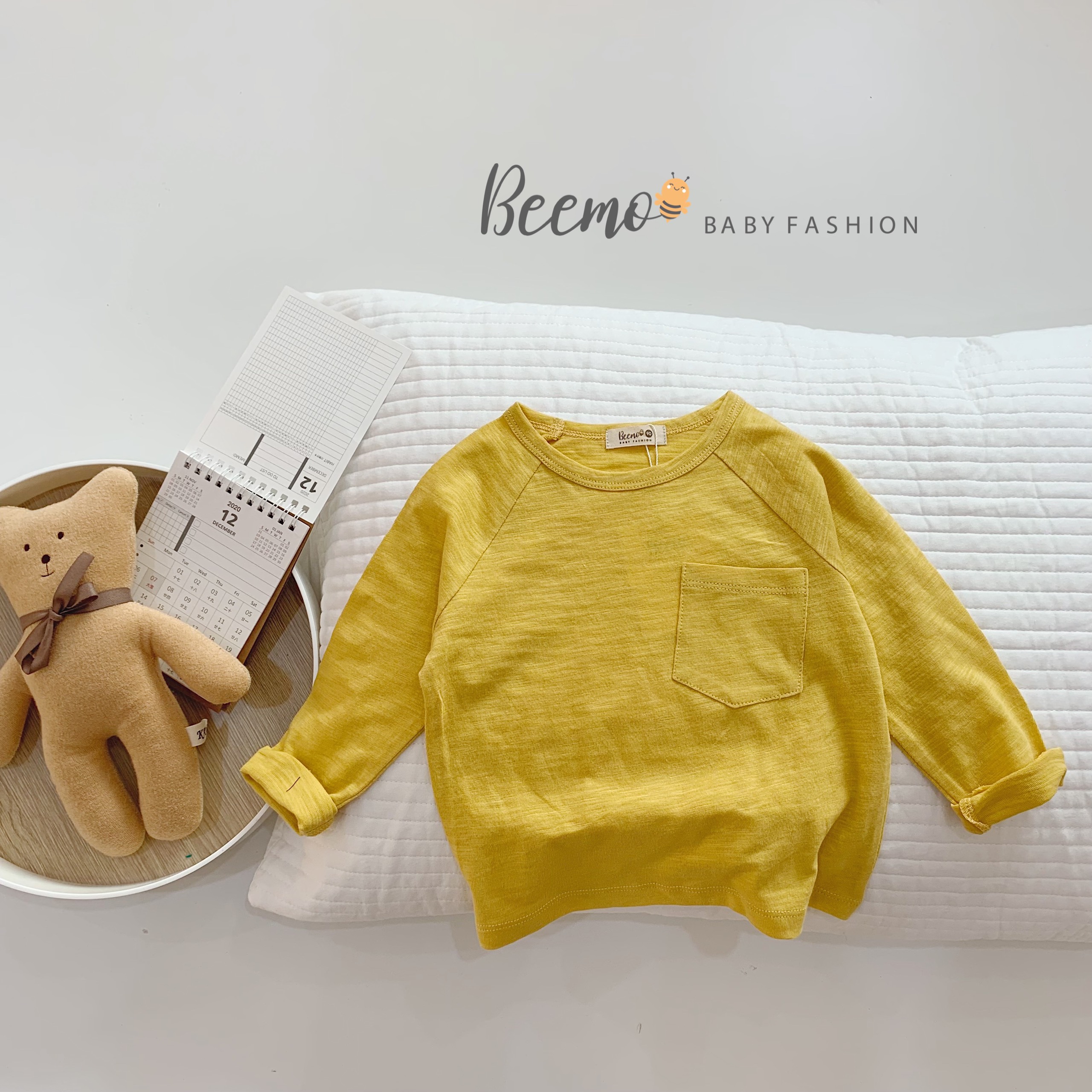 9-27kg Áo phông dài tay cotton bé trai trơn 7 màu Beemo từ 1,2,3,4,5,6,7 tuổi - 21A062