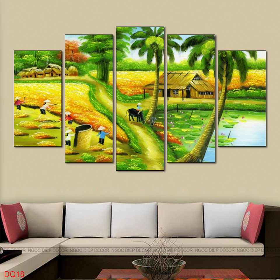 Tranh dán tường 3D Con Đường Đồng Quê - Tranh décor phòng khách, phòng ngủ phong cách hiện đại