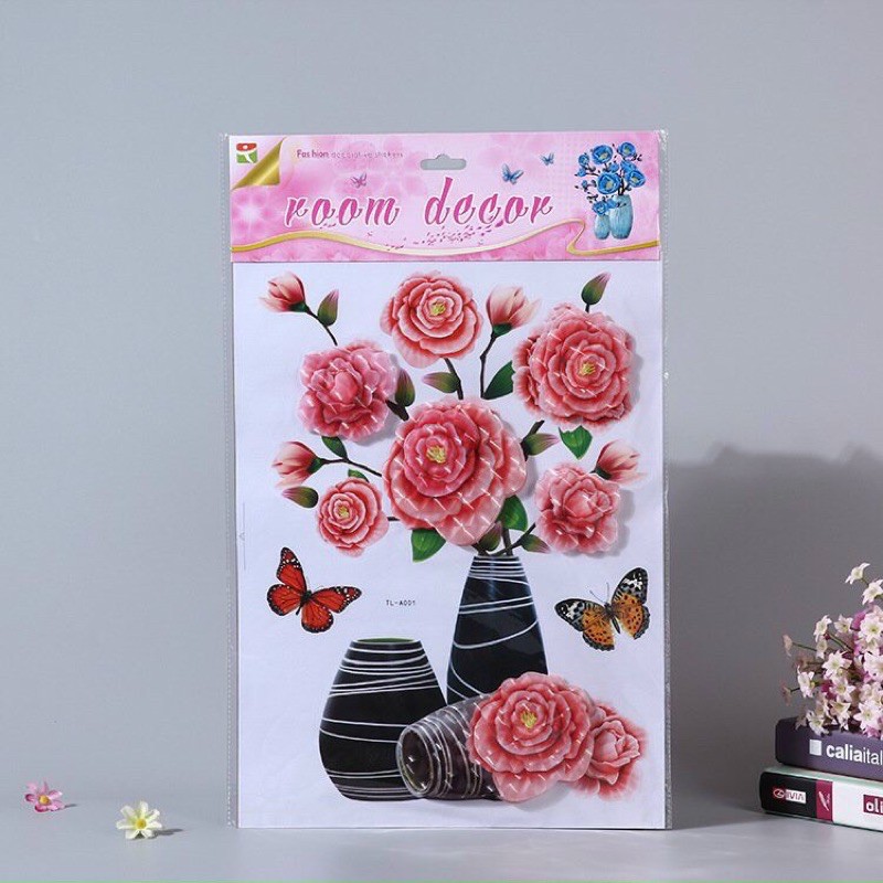 Dán hoa 3d nổi có sẵn keo