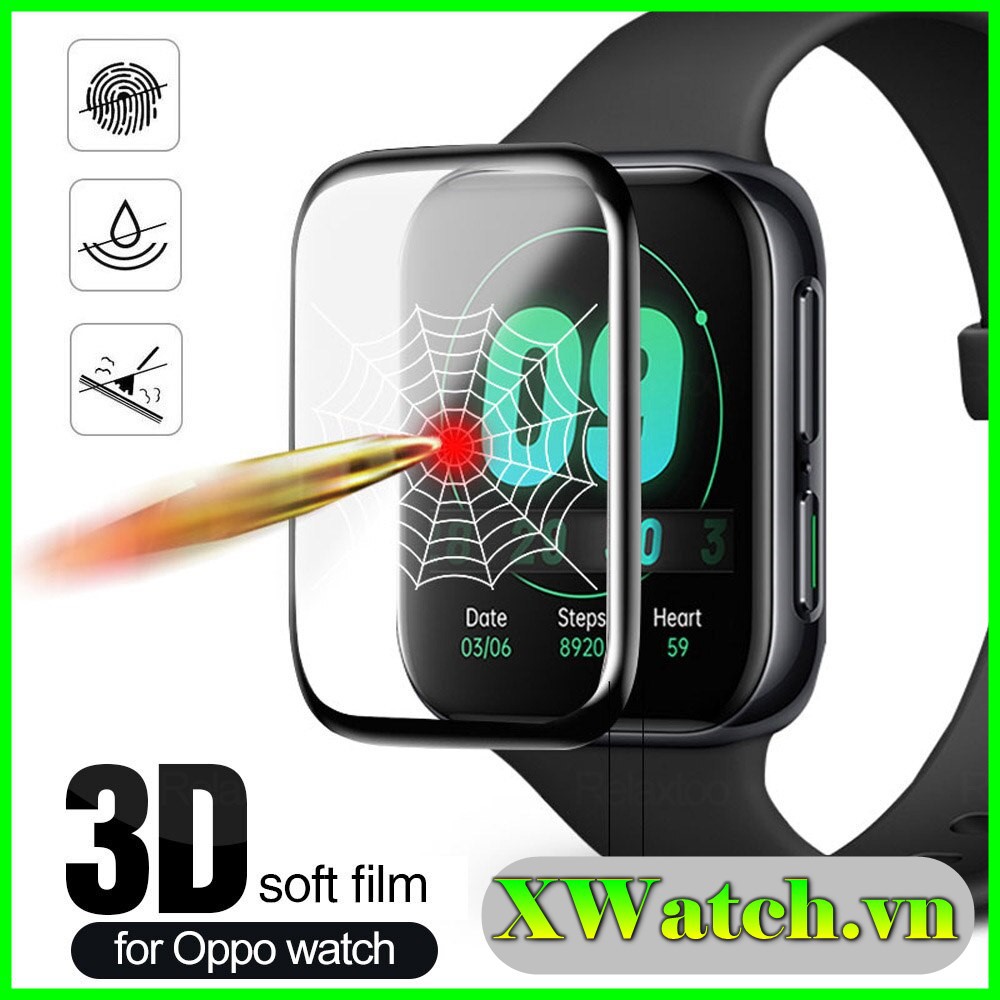 Miếng dán 3D Full viền đen dành cho Oppo Watch 41mm 46mm