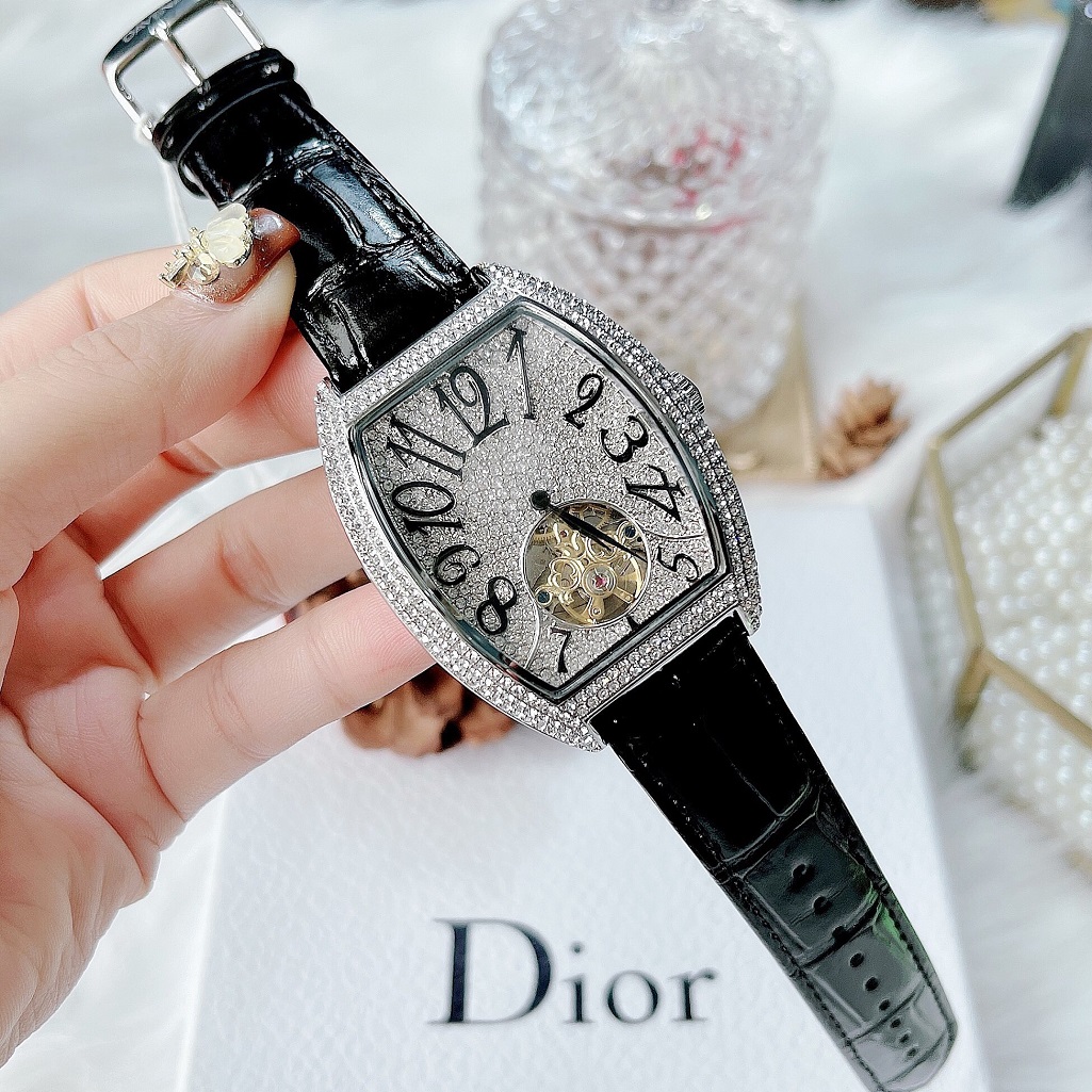 Đồng Hồ Davena Nam Automatic D31681 Dây Da Đen Silver 39x52mm Authentic