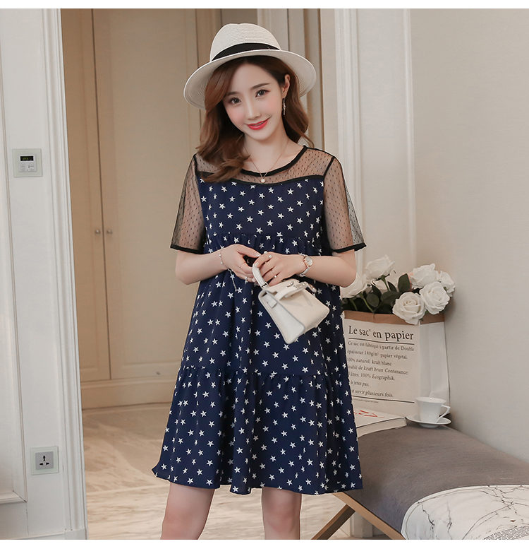 Đầm bầu nữ phối màu trẻ trung chất thun mềm co giãn db26