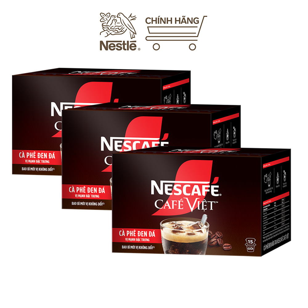 [ƯU ĐÃI THÁNG 6] Combo 3 Hộp cà phê hòa tan NESCAFÉ® Café Việt - CÀ PHÊ ĐEN (3*15*16)