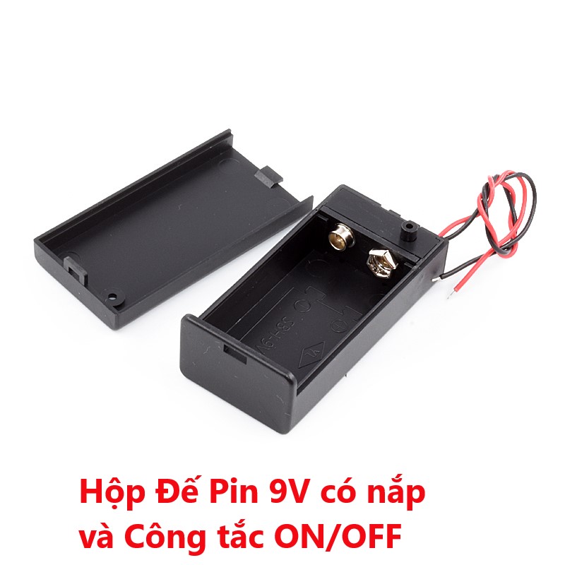 Hộp Đế Pin 9V Có Nắp và công tắc ON/OFF