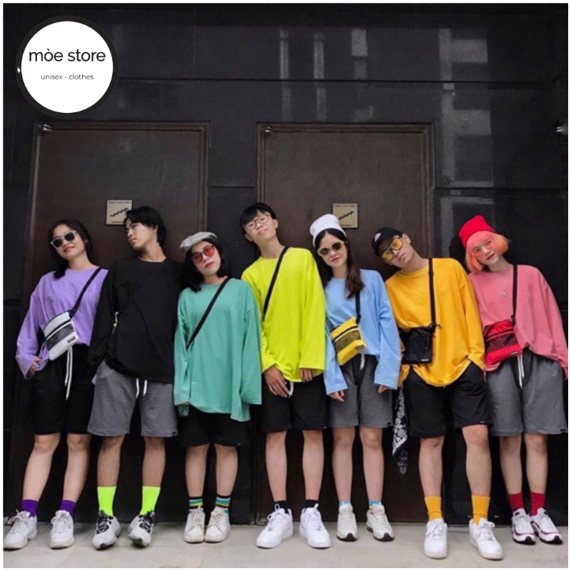 Áo thun dài tay trơn nhiều màu basic unisex