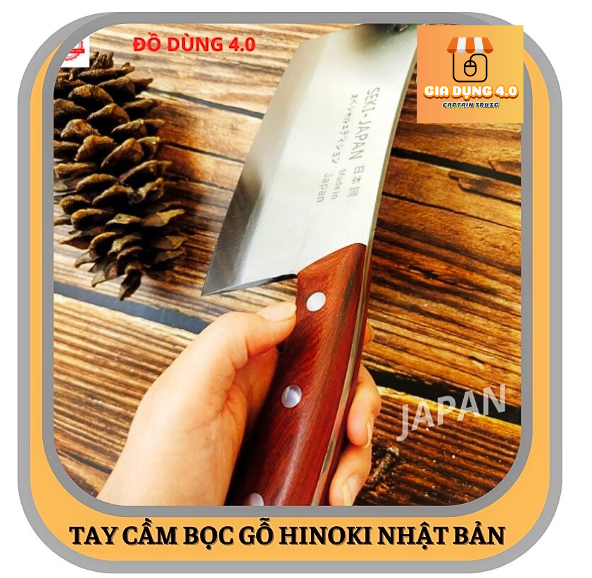 Dao chặt xương Japan cán ốp gỗ cao cấp